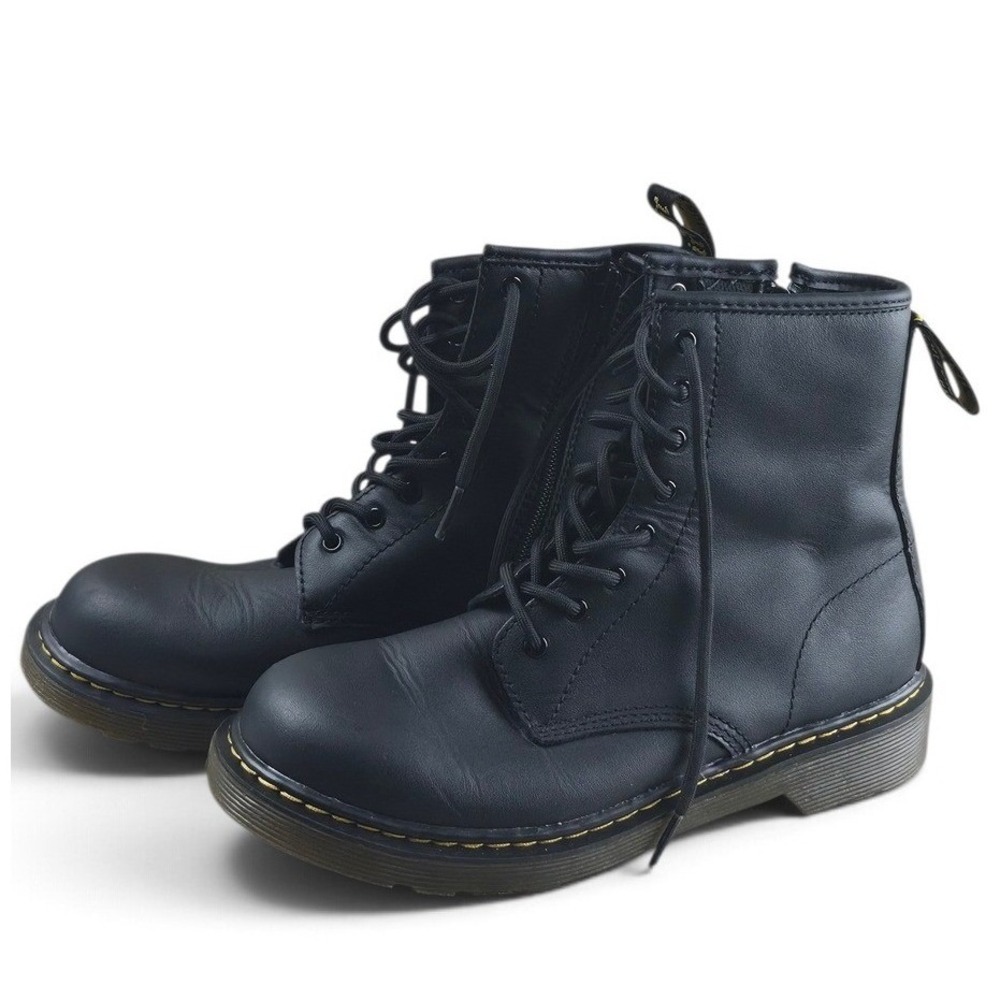 Dr. Martens 1460 Y Kids Size 5 Black Excellent Side Zip Lace Up Combat Boots